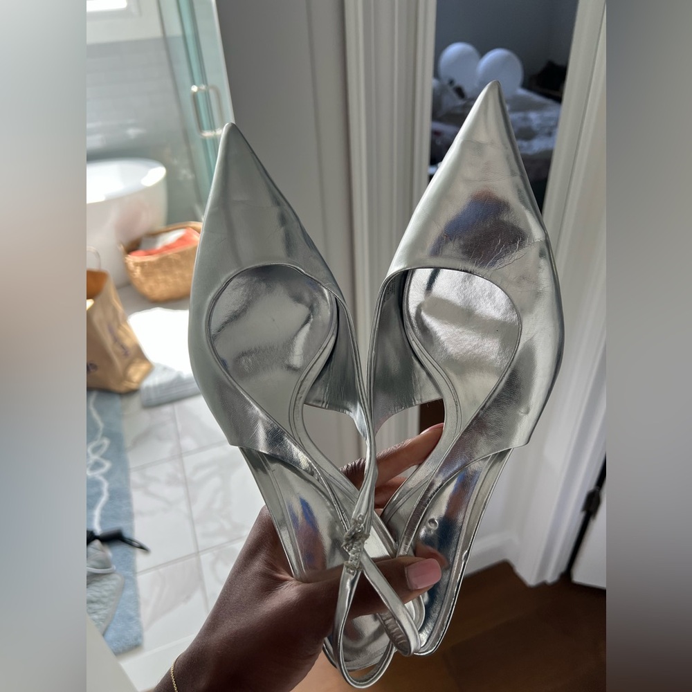 SILVER Zara kitten heels